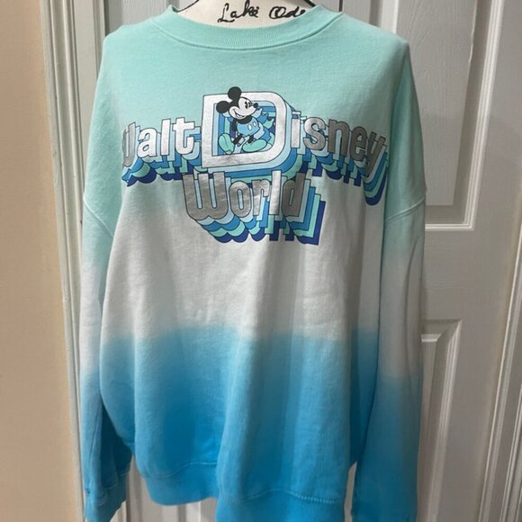 Kawaii walt Disney World Tie Dye teal colors Sweatshirt Size XL 100% Cotton - Picture 4 of 12
